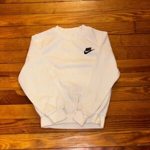 Nike White Crewneck Sweatshirt with Black Swoosh Logo